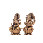 Brass Superfine Ganesh Lakshmi Idols - 4" Height